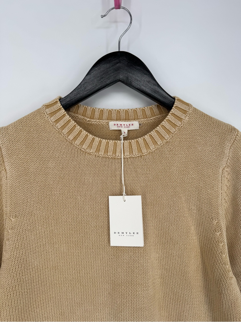 Demylee Nwt 100% Cotton Short Sleeve Knit Sweater Camel Tan Small Quiet Luxury — image 5 of 7